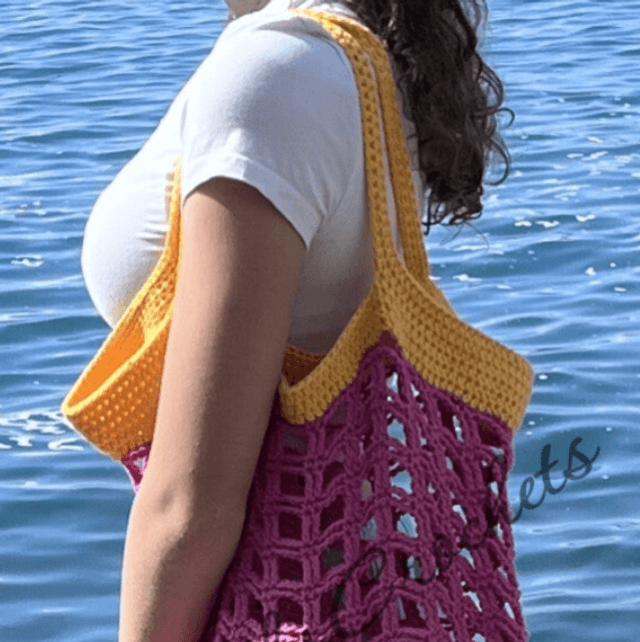 Sac “filet”  rose et jaune XL